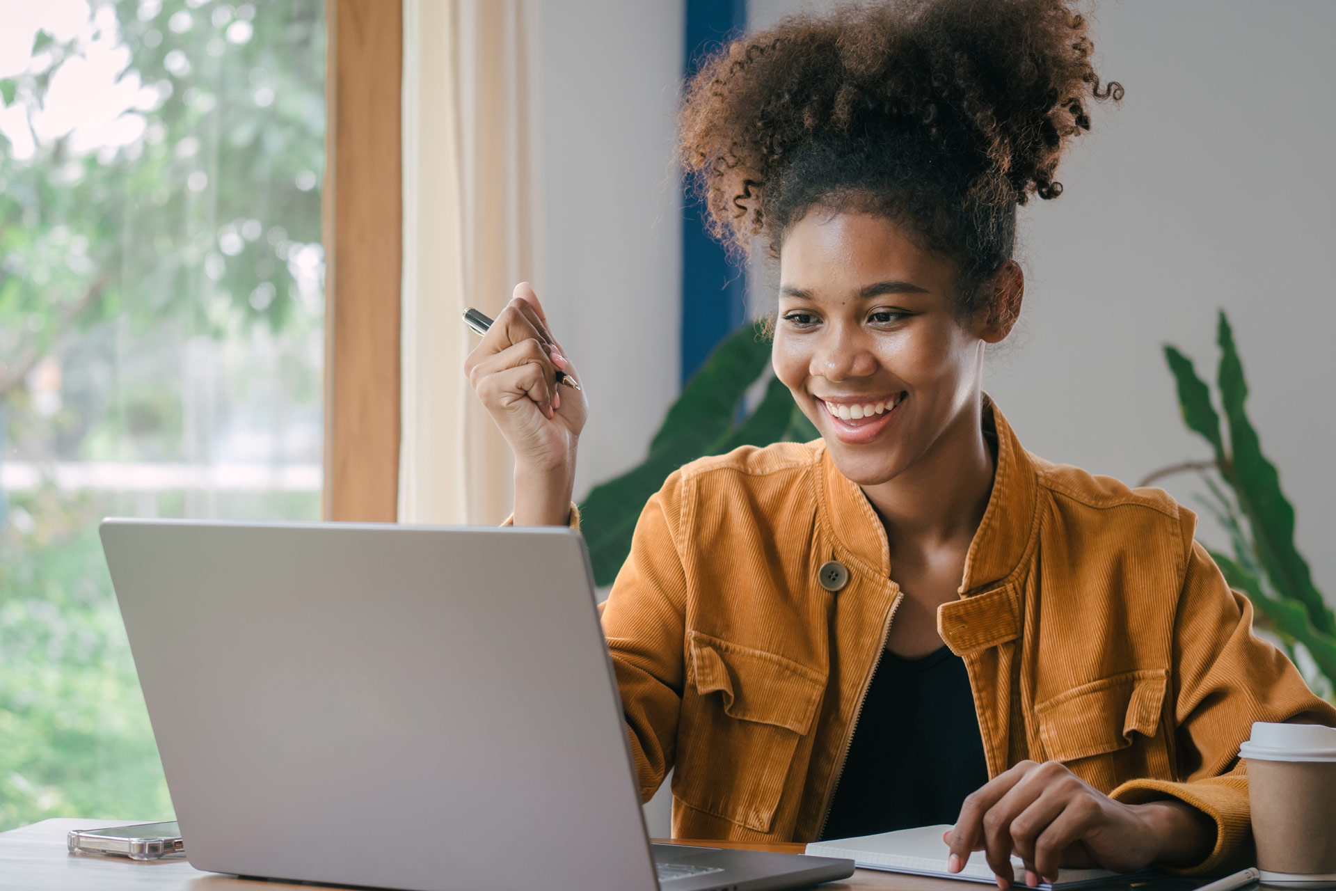 Student studying on laptop