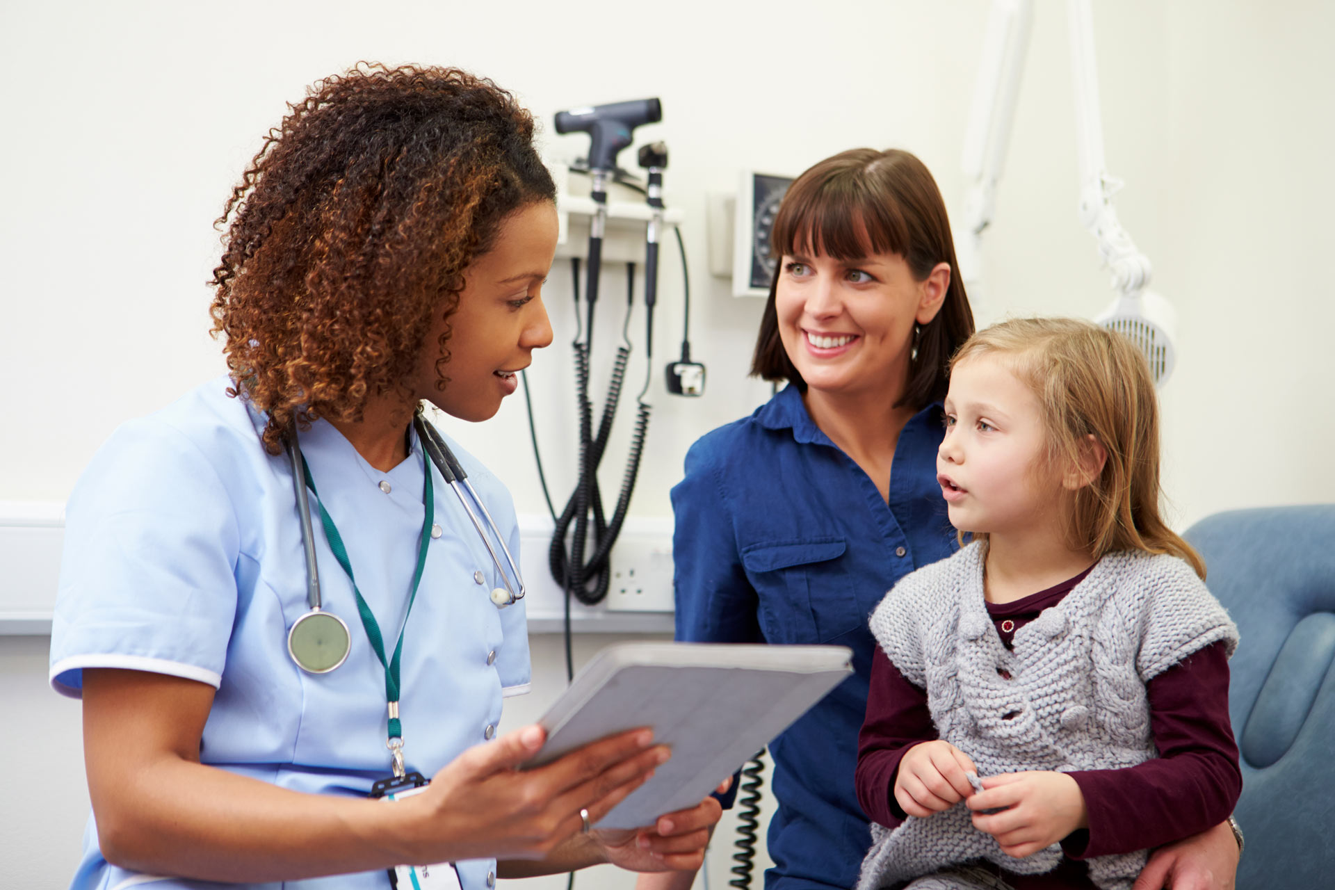 Nurse helping child