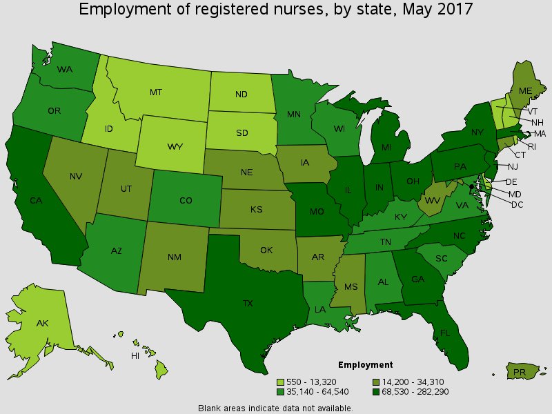 BSN Nurses Employment by State