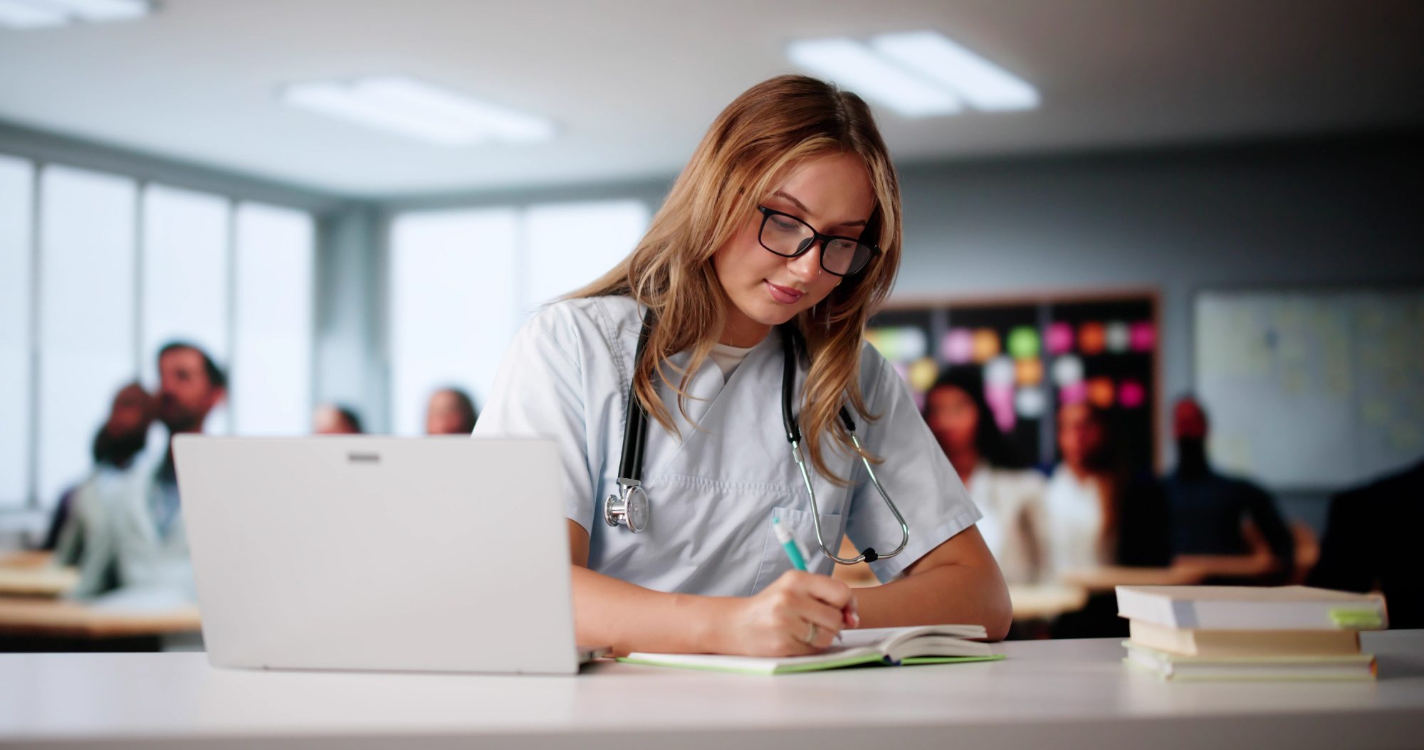 student attending nursing classes